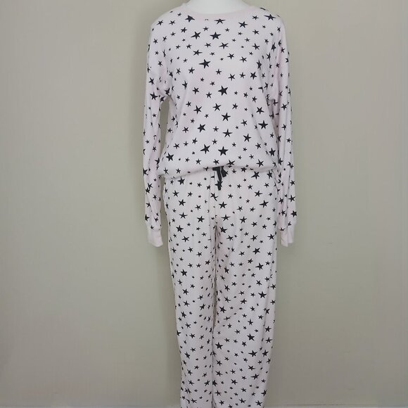 Kate Spade 2 Piece Pajama Set Stars Print Pink & Black Size Small - Picture 1 of 6